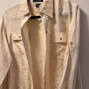 Lauren Ralph Lauren Cream Silk Blouse - Sz L